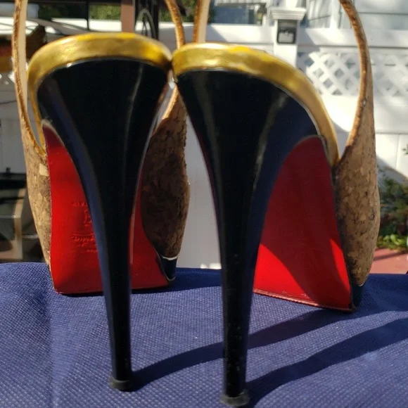 Authentic Christian Louboutin Cork Slingback sz 37 1/2 - Picture 6 of 9